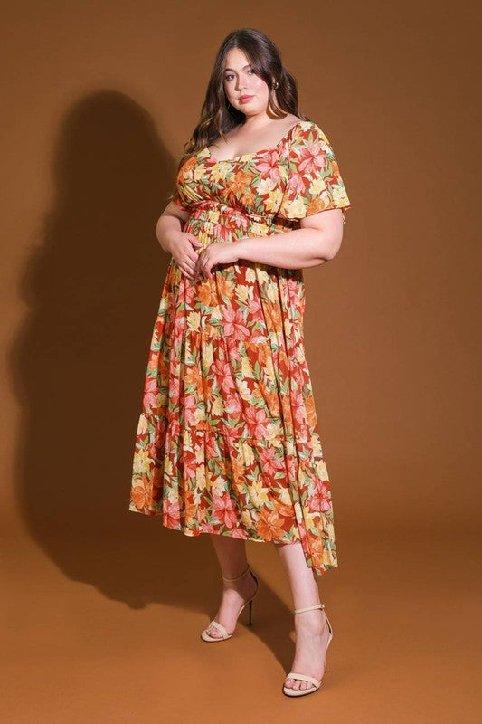 Printed Midi Dress Plus