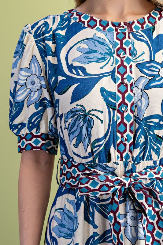 Floral  Dress blue