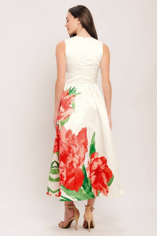 Printed Woven Midi Dress
