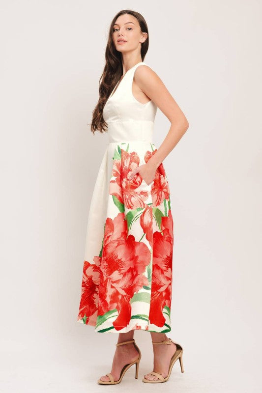Printed Woven Midi Dress