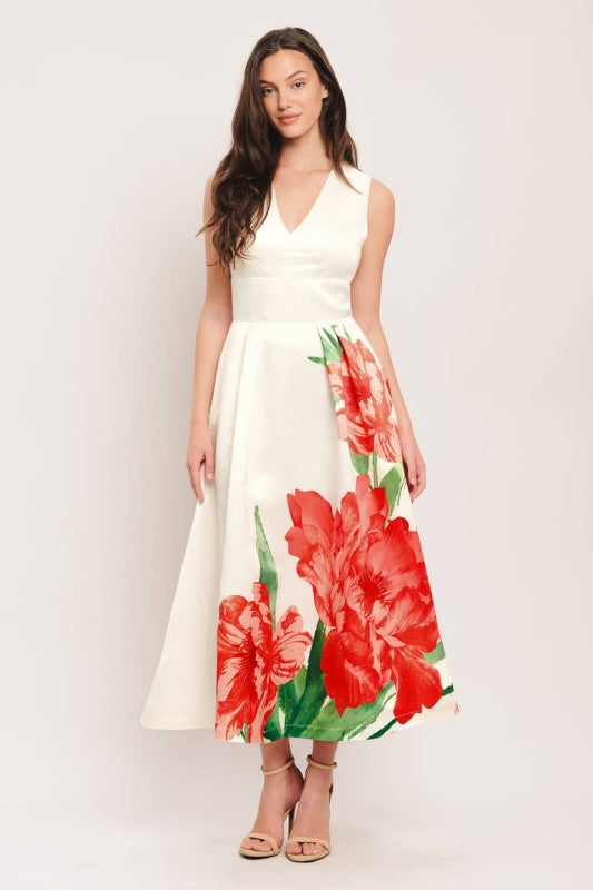 Printed Woven Midi Dress