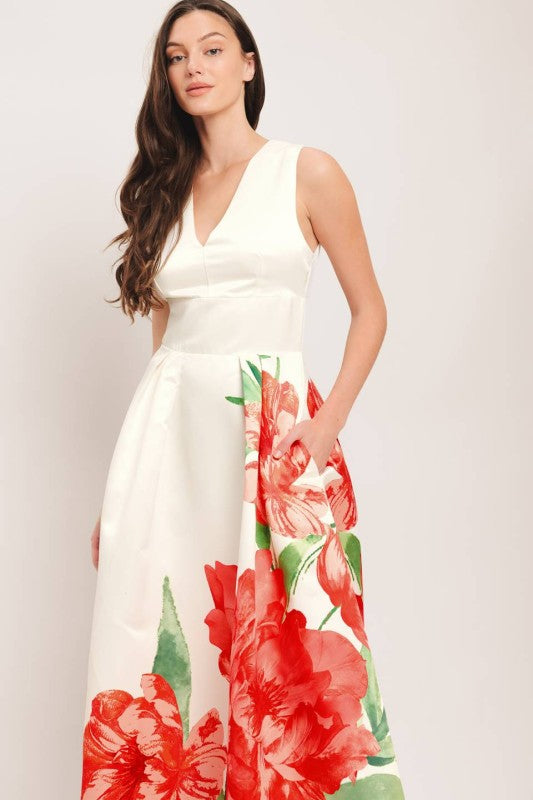 Printed Woven Midi Dress
