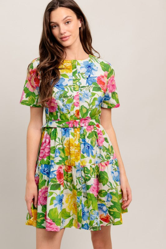 A Printed Woven Mini Dress