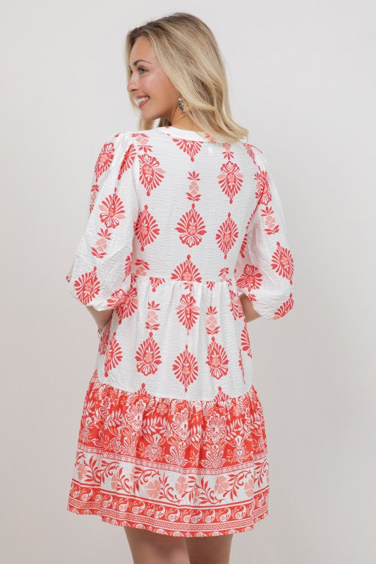 Soft Bloom Babydoll Button Front Dress