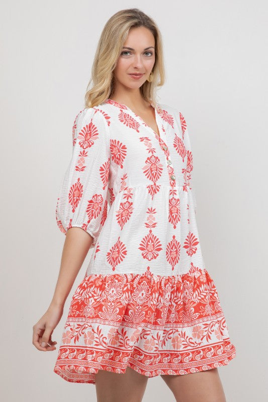 Soft Bloom Babydoll Button Front Dress
