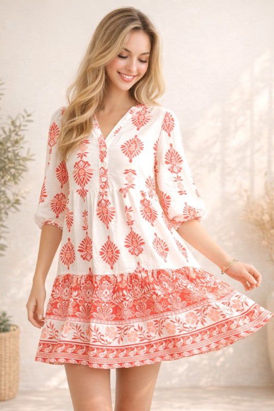 Soft Bloom Babydoll Button Front Dress