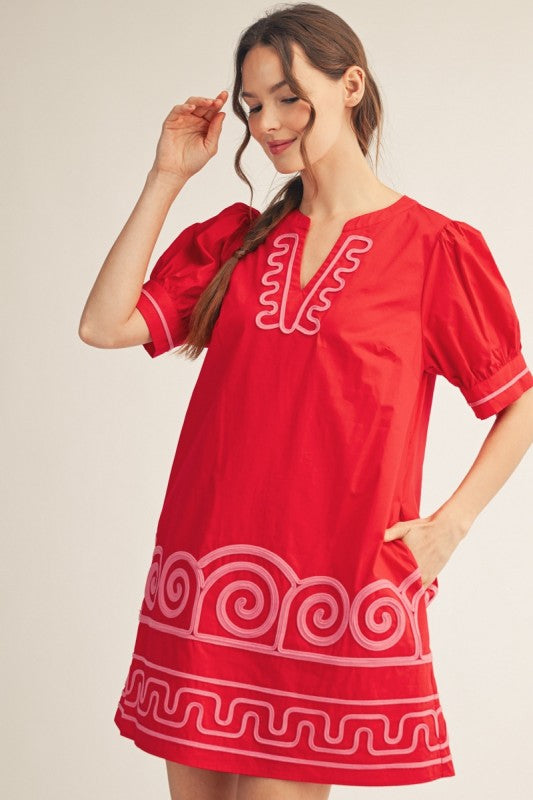 Applique Embroidered Shift Dress