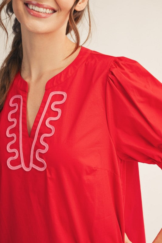 Applique Embroidered Shift Dress
