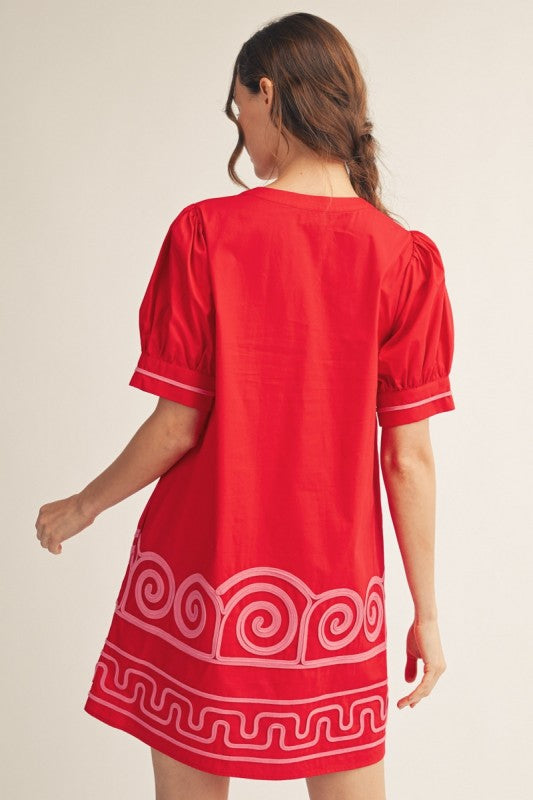 Applique Embroidered Shift Dress
