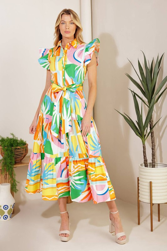 Printed Midi Dress multi