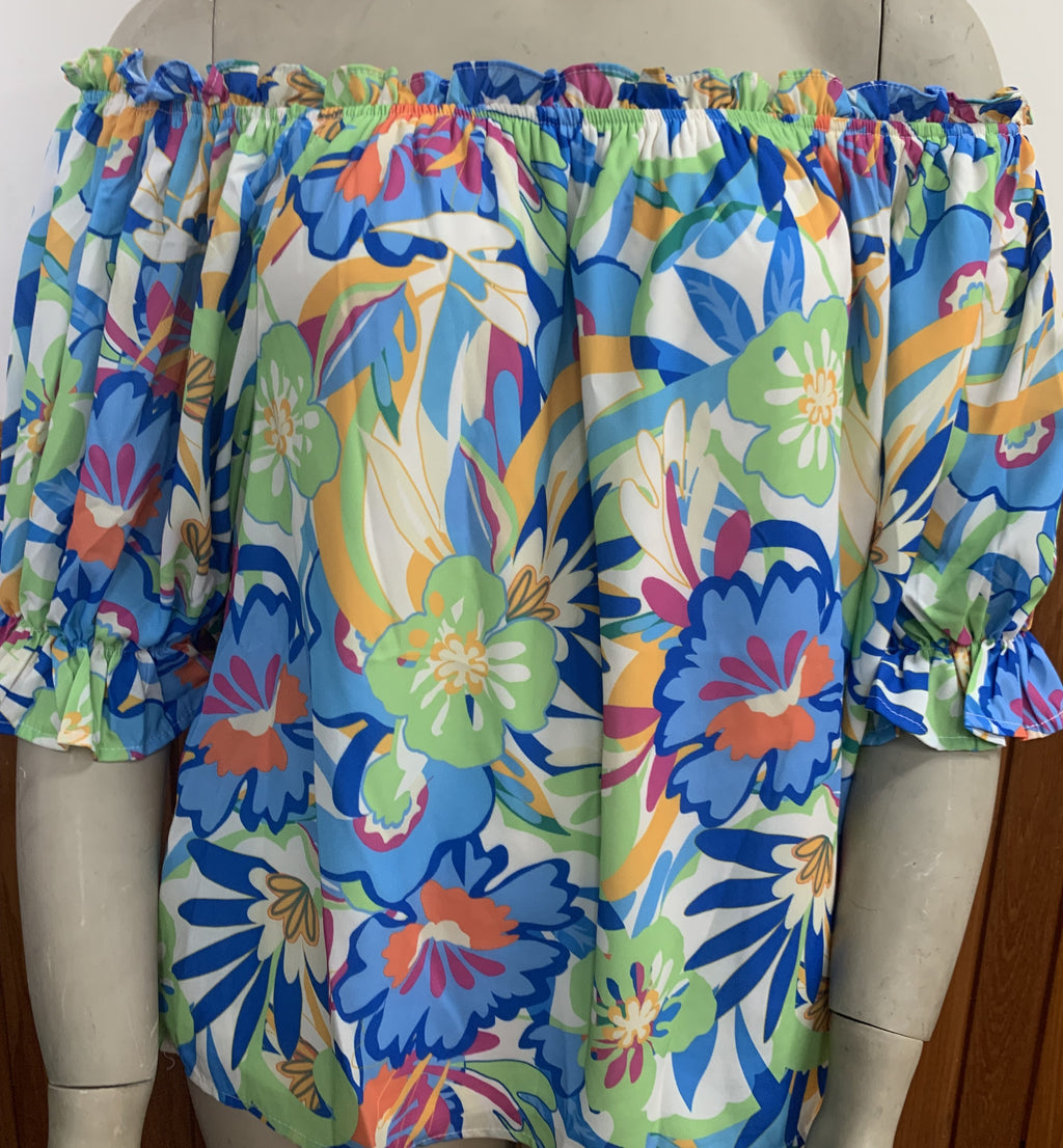Short sleeve off the shoulder top