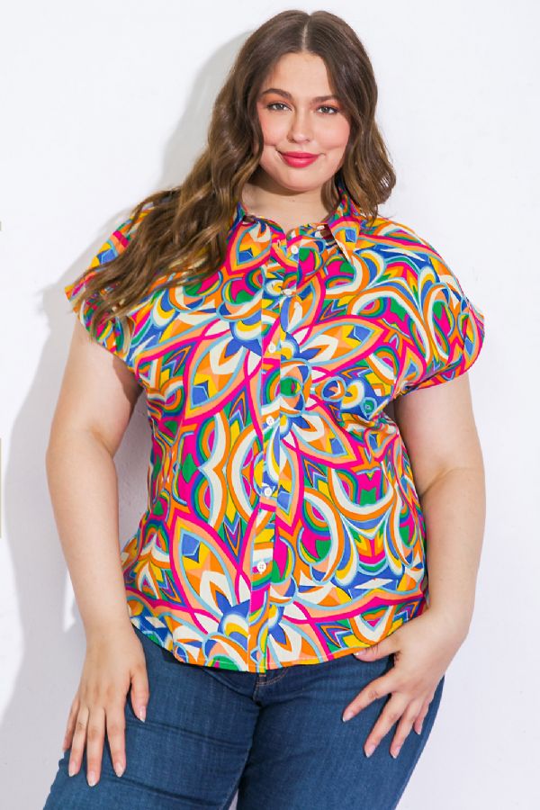 Plus size button down shirt top