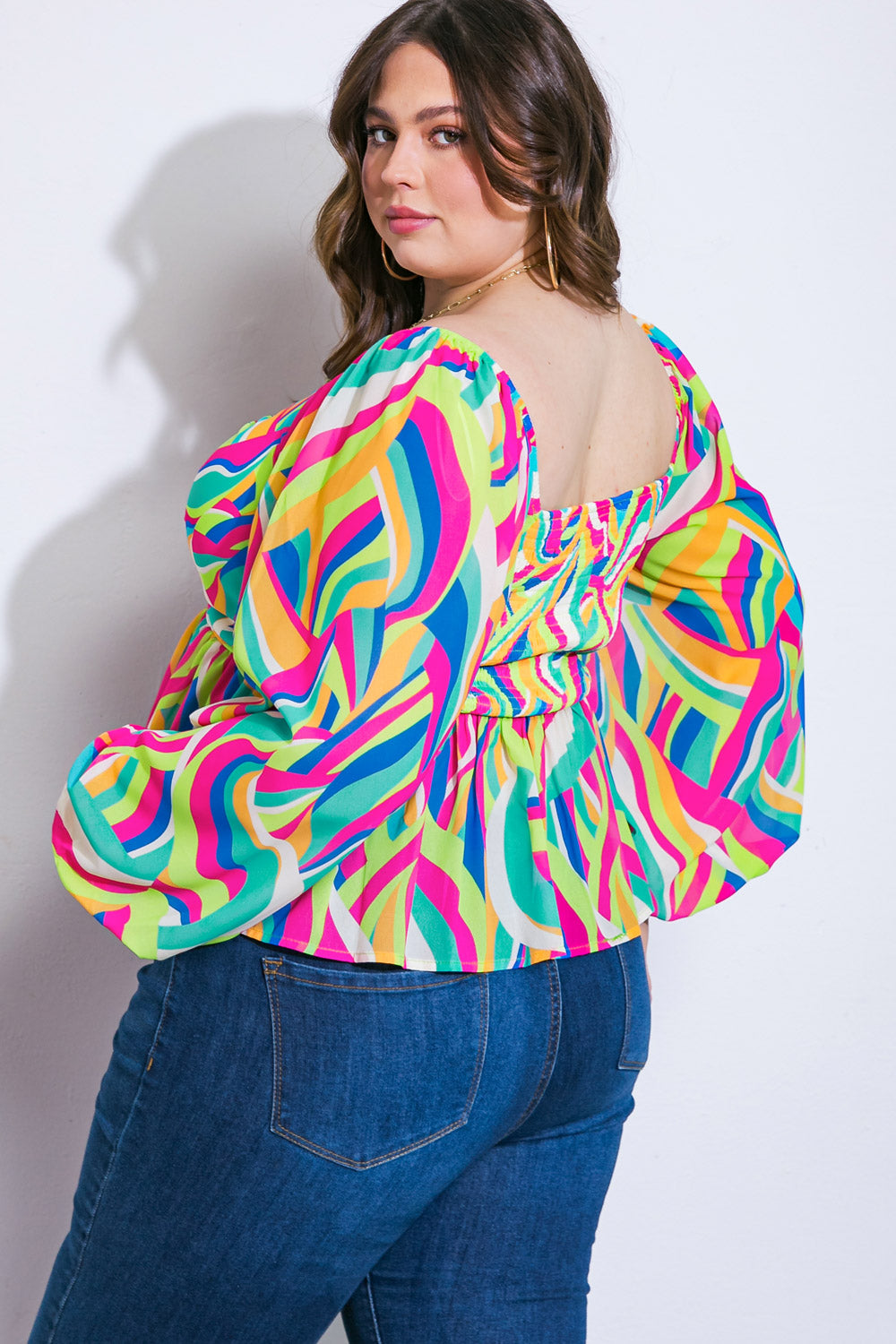 Plus size printed woven top