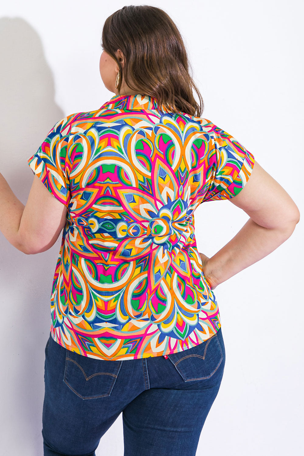 Plus size button down shirt top